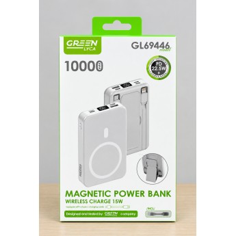 Power bank inalambrico con función de soporte, con cables Type-c+Lightning, 10000mAh, 15W