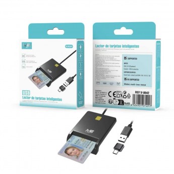 Lector para tarjeta inteligente con cable Type-C + USB