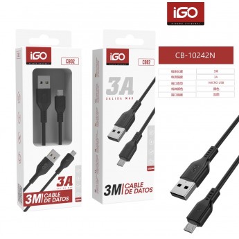 Cable USB a Smartphone, 3A, 3M, 12uni/paq